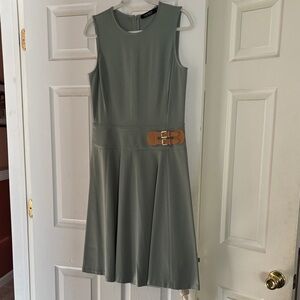 Ralph Lauren sage green just below knee length Dress with Tan Belt